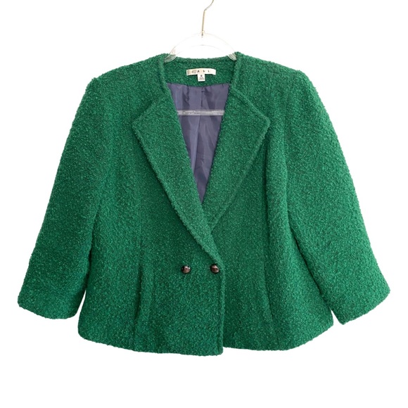 CAbi | Ivy Boucle Wool Blend Emerald Green Blazer - Picture 3 of 6